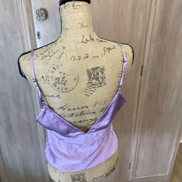 Express Camisole Small stretch Silk Purple Cami Tank Vintage y2k Straps 90s sexy - Picture 5 of 13